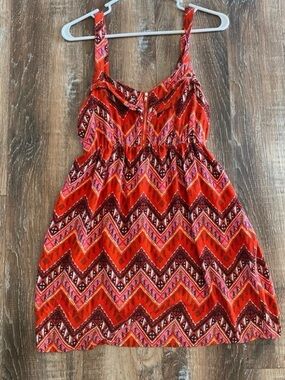 BONGO Red Chevron Printed Mini Dress